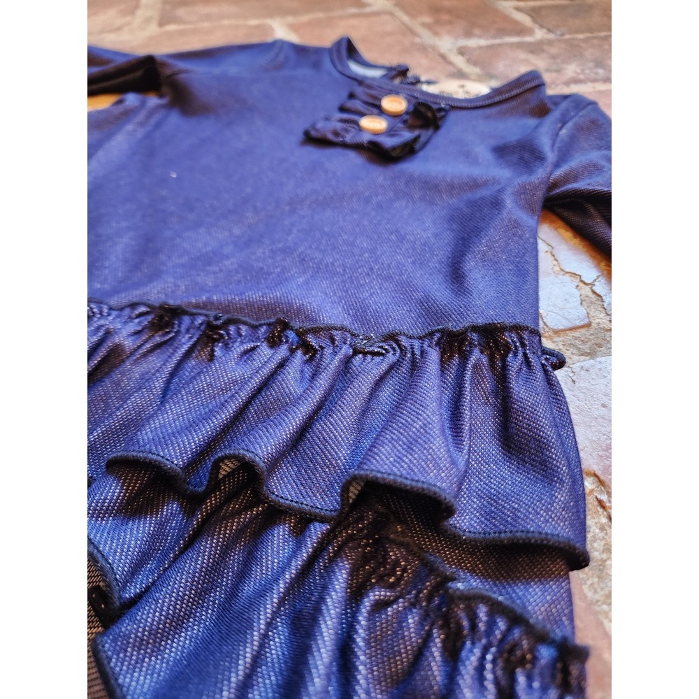 Girls Marie Nicole Clothing Denim Ruffle Bell Sleeve Dress 12-18 Months